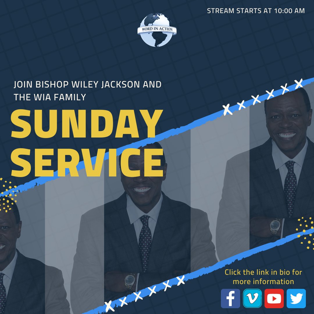 WileyJackson's tweet image. Don't forget to tune in this Sunday at 10:00 AM for an impactful word from our Bishop Jackson. Join the WIA Family on the platform of your choice!

Click here for more information on ways you can positively impact the ministry. linktr.ee/wordinactionch… #WordInAction