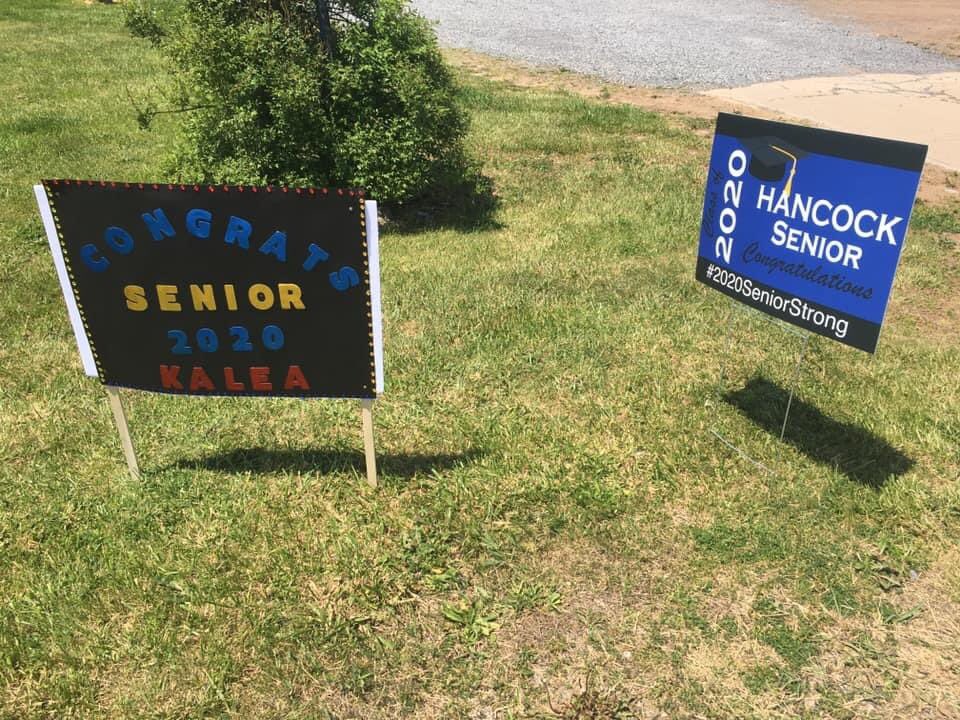 HancockMSHS's tweet photo. Teachers and staff celebrated our Seniors today by delivering yard signs and posters! We miss our students and are extremely proud of our Class of 2020! #2020SeniorStrong #PantherPride @SenoraJLMay @chrisclinewcps @a_delauter @wcpsmd https://t.co/v7fqybkItn