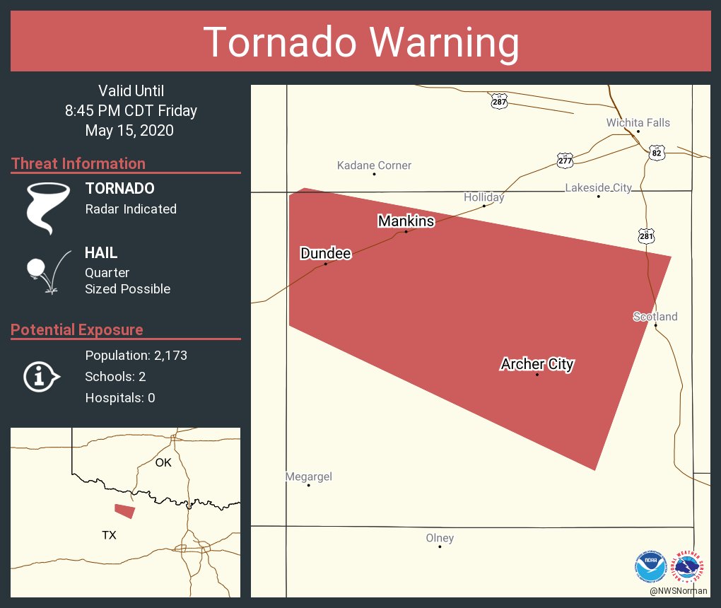 NWS Tornado on Twitter "Tornado Warning including Archer City TX