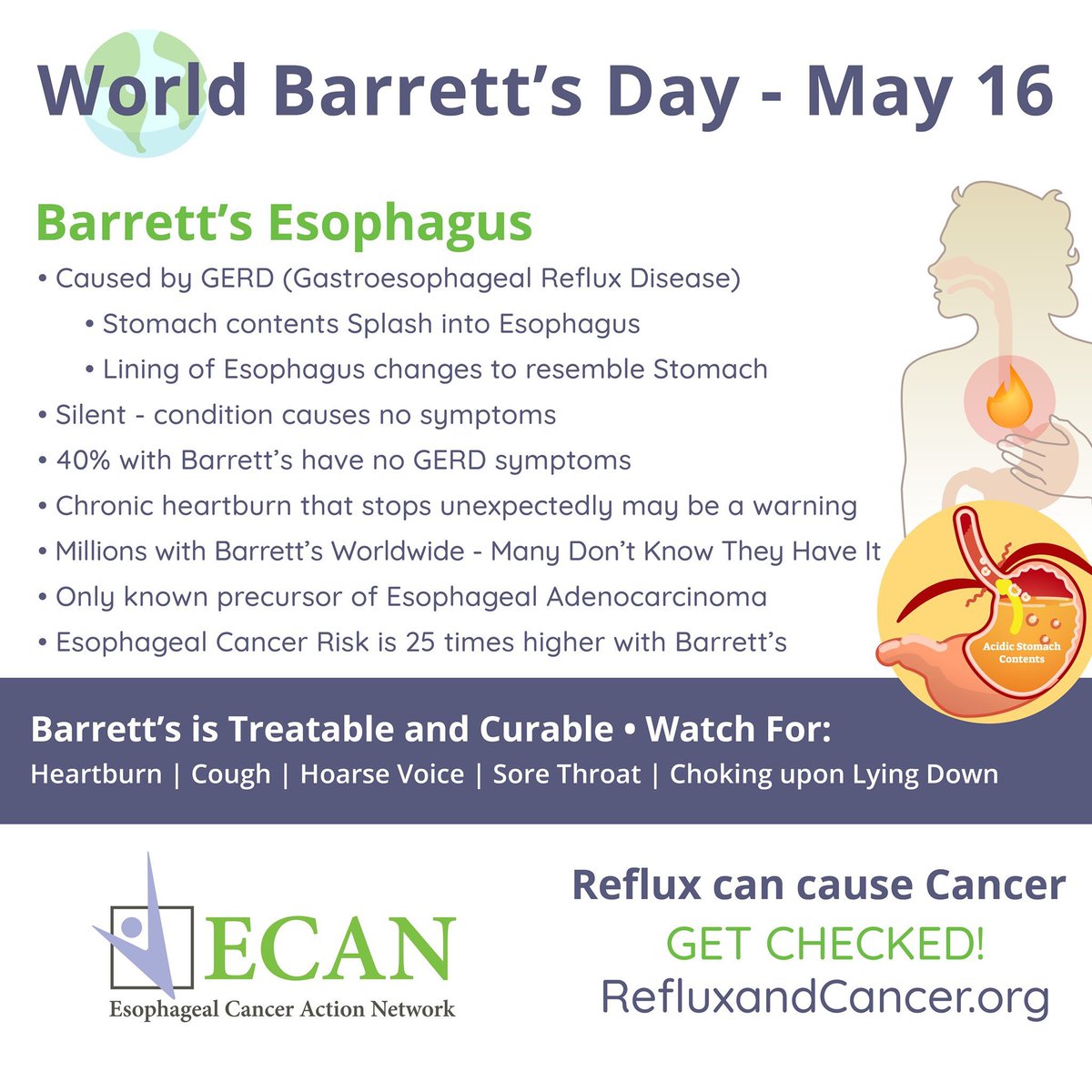 ECActionNetwork's tweet photo. Tomorrow is the First - Ever World Barrett's Day! Let's Raise Awareness and Save Lives! Thank you, Barrett's Wessex!
#BarrettsDay #ECEndsHere #ECAN https://t.co/SzLEg5eWCU