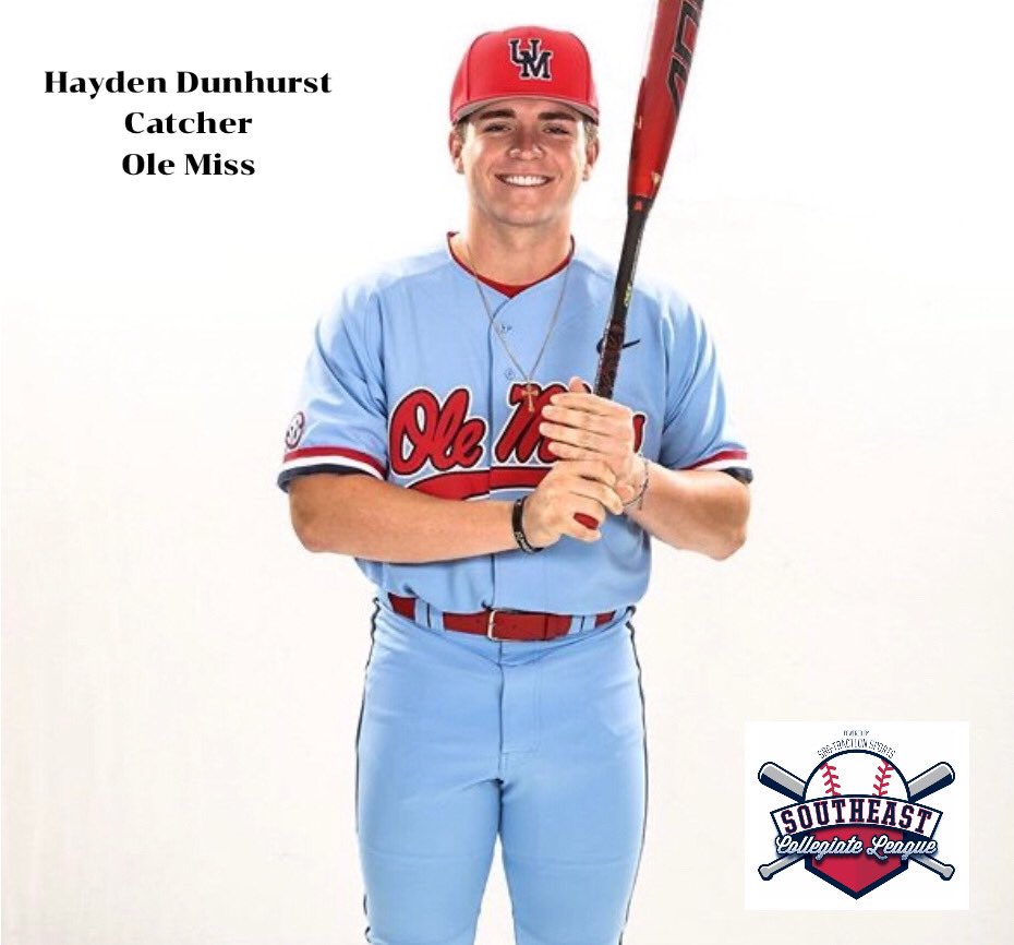 SECollegiateLge's tweet photo. To cap off the night, The Southeast Collegiate League is blessed to announce @OleMissBSB catcher Hayden Dunhurst will be competing with us in 2020! An elite talent in all facets of the game! Welcome @Hayden_Dunhurst ! https://t.co/417X0ZPMxE