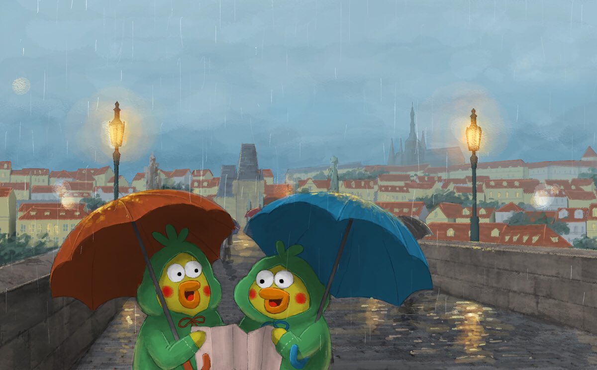 Twitter 上的 Nozomi 雨のプラハで雨対策ばっちりのポインコ兄弟 ポインコ イラスト チェコ プラハ カレル橋 プラハ城 雨 雨ガッパ 世界一周 ポインコ世界一周 T Co Ohafiahjvr Twitter