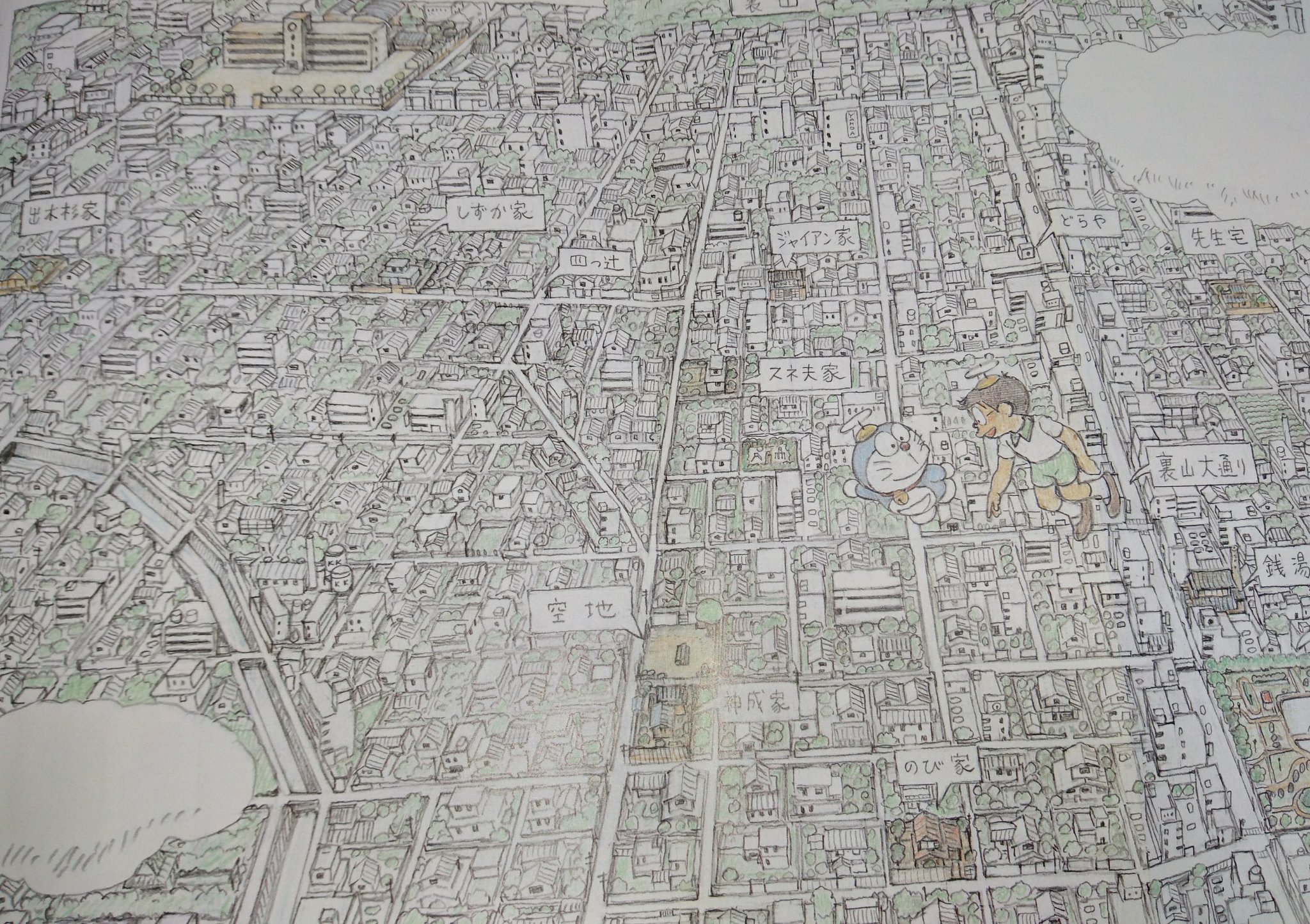 Ksp 久しぶりに開いた ぼくドラえもん に載っていたのび太たちの街の地図 これだけ遠いとそりゃ遅刻もするわなぁ って のび太にちょっと同情 ドラえもん T Co J1gcpsvetp Twitter