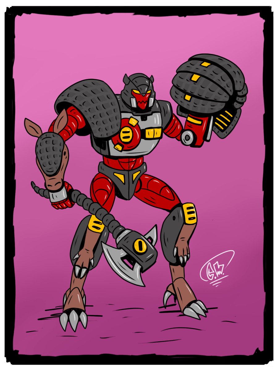 Day 10# BeastWars drawings! Suggested by Nelson over on Instagram. Armadillo+predacon siege warfare. This on was hard, I didn& #39;t want it to look like armordillo. I gave him a ball launcher arm so he can shoot his whole armor when storming the gates.   #dailydrawing   #digitaldrawing