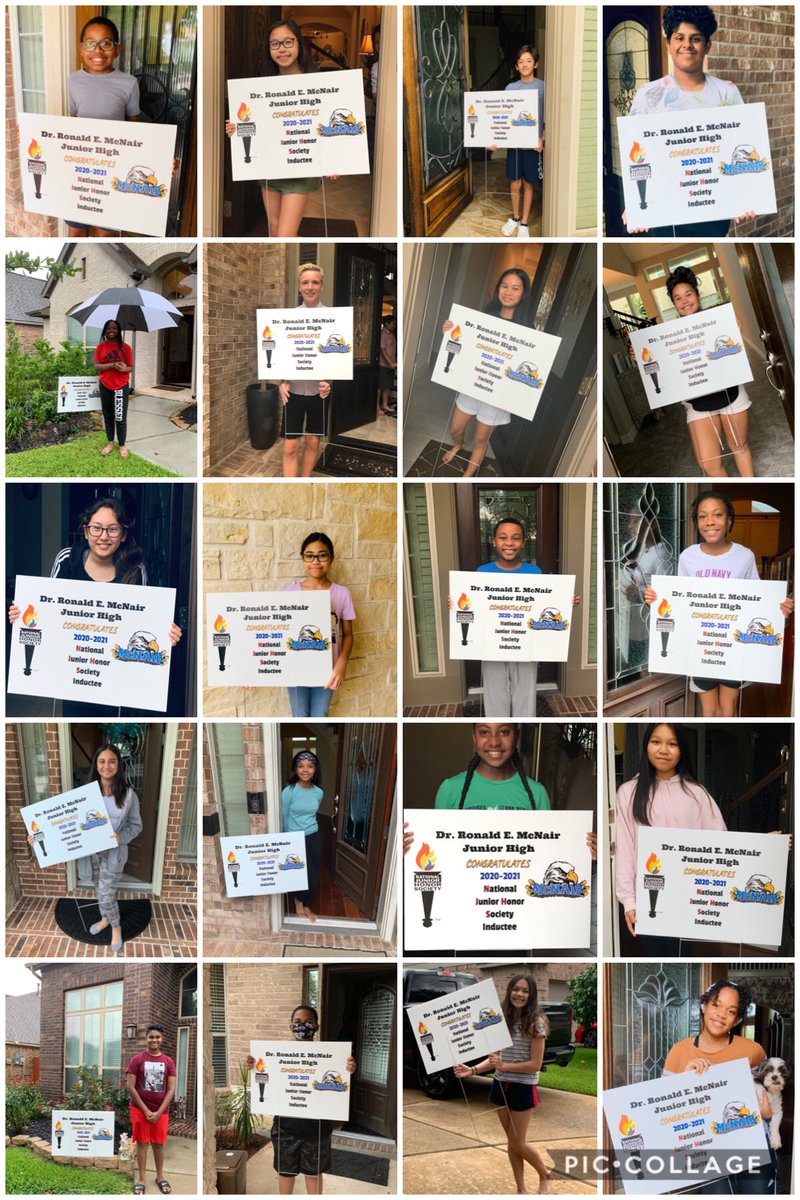 cyharris1231's tweet photo. Congratulations to all of our new NJHS inductees! This is just a few of our awesome Eagles that we surprised with a congratulatory yard sign. We have the best PTO and staff that weathered the storm to make sure these kiddos can be celebrated. Eagles SOAR! @RMJHAdvanced @RMcNairJH https://t.co/0UwWHtsxAF