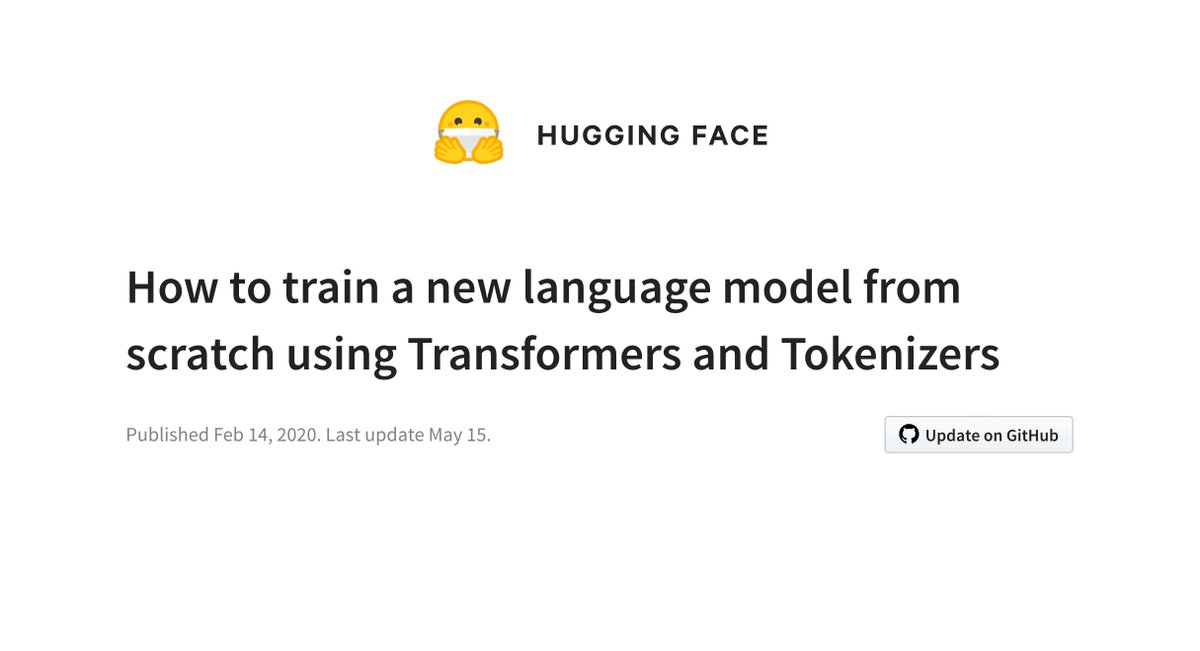 julien_c's tweet image. By the way, we just updated 𝗢𝗨𝗥 𝗗𝗘𝗙𝗜𝗡𝗜𝗧𝗜𝗩𝗘 𝗧𝗨𝗧𝗢𝗥𝗜𝗔𝗟 🔥 to training a new language model from scratch.

Updated Colab notebook with the new Trainer =)

➡️ colab.research.google.com/github/hugging…
