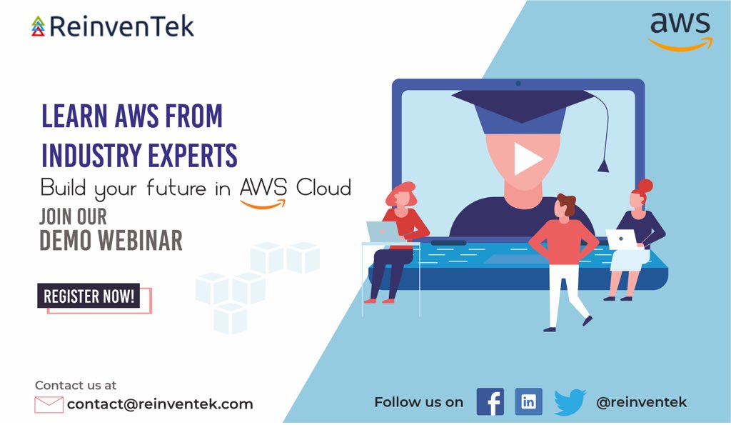 reinventek's tweet photo. Learning from experienced industry experts will help you not only in getting certification but also give you the understanding of the real life scenarios from the industry. This will help you to prepare to enter into growing cloud industry space. #SaturdayMotivation #AWS https://t.co/pWmB6cmanc