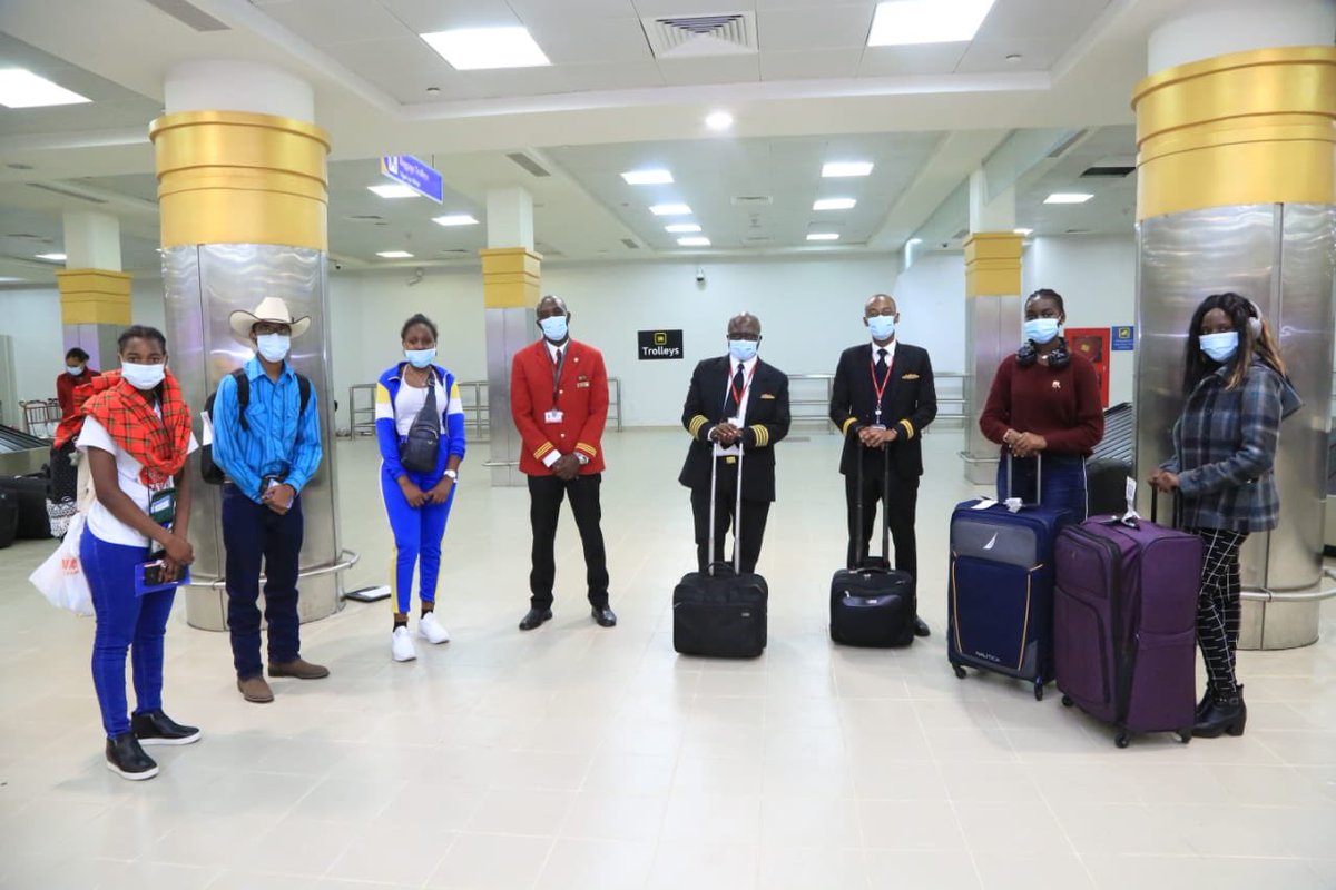 KenyaAirports's tweet photo. We received and facilitated the 2nd @KenyaAirways repatriation flight that brought back home Kenyans from the United Kingdom at JKIA a few hours ago. The passengers will proceed to quarantine as required by the @MOH_Kenya #COVID19 guidelines. https://t.co/mUt2l1AtEK