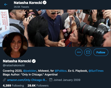 natasha korecki: covering 2020, joe biden, midwest, for politico.