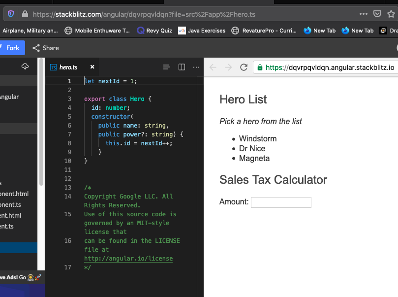 blocksom's tweet photo. Wondering how this Sales Tax Calculator got onto the Angular documentation live example. At least now I can calculate the sales tax on windstorm. Is this just on my end? #Angularjs #Angular https://t.co/YzW9tZGG5u