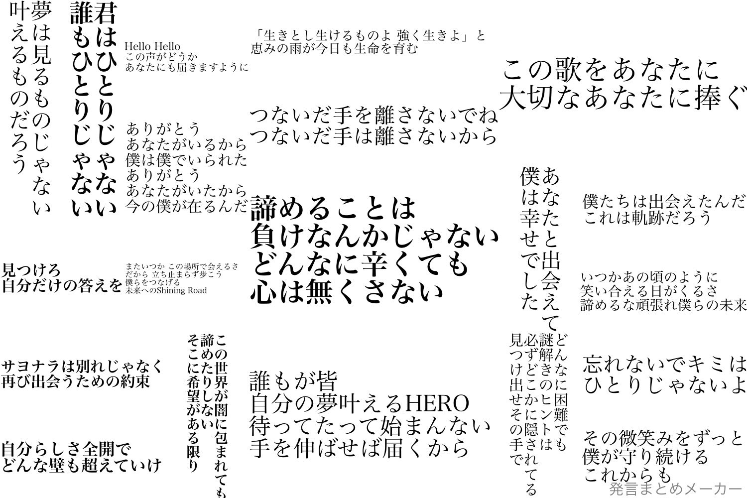 あすかʕ ᴥ ʔ アンケート結果発表 発言まとめメーカーさんを使って 加藤和樹さん作詞曲のみで元気が出る一枚を作ってみた 今の世の中にあまりにハマる歌詞が多くてびっくり 今の和樹さんの歌声で聴きたい
