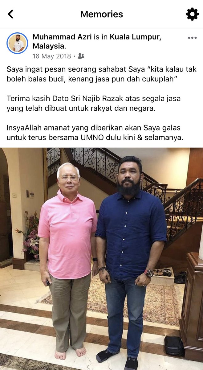 Sir_Azri's tweet photo. Pada tarikh ini 16/05/2018 jam lebih kurang 00.30 pagi Saya pulang dari kediaman Dato Sri @NajibRazak di Langgak Duta. Pulang dengan perasaan sedih dan hiba mendengar apa yang Dato Najib nyatakan kepada Saya. https://t.co/UMMu5MECfV