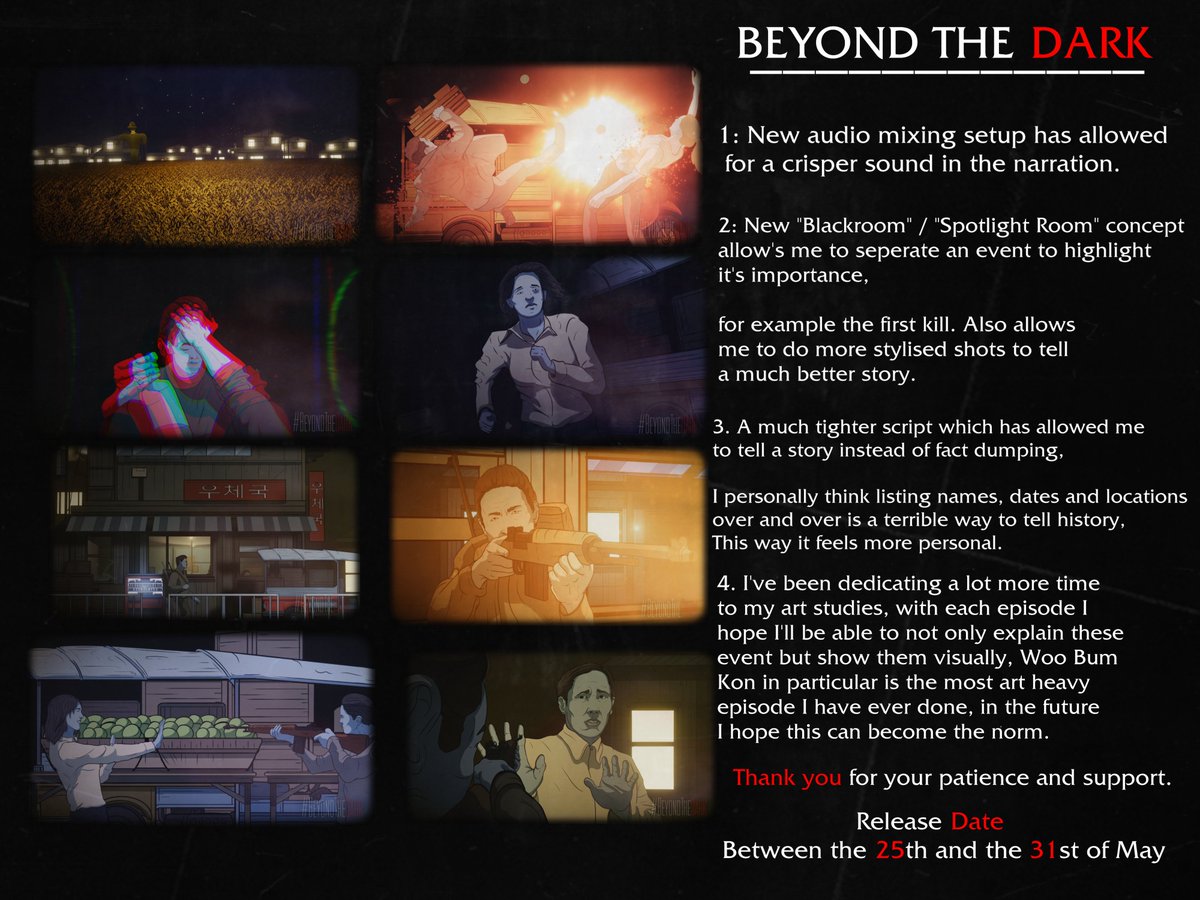 BeyondTheDarkYT's tweet photo. Big Update and Release Date.
------------------
Hope you're all doing well, here's the latest news on the upcoming episode and what'll be coming in future episodes, thank you all so much for your patience and continued support. https://t.co/IRZlqmOegm