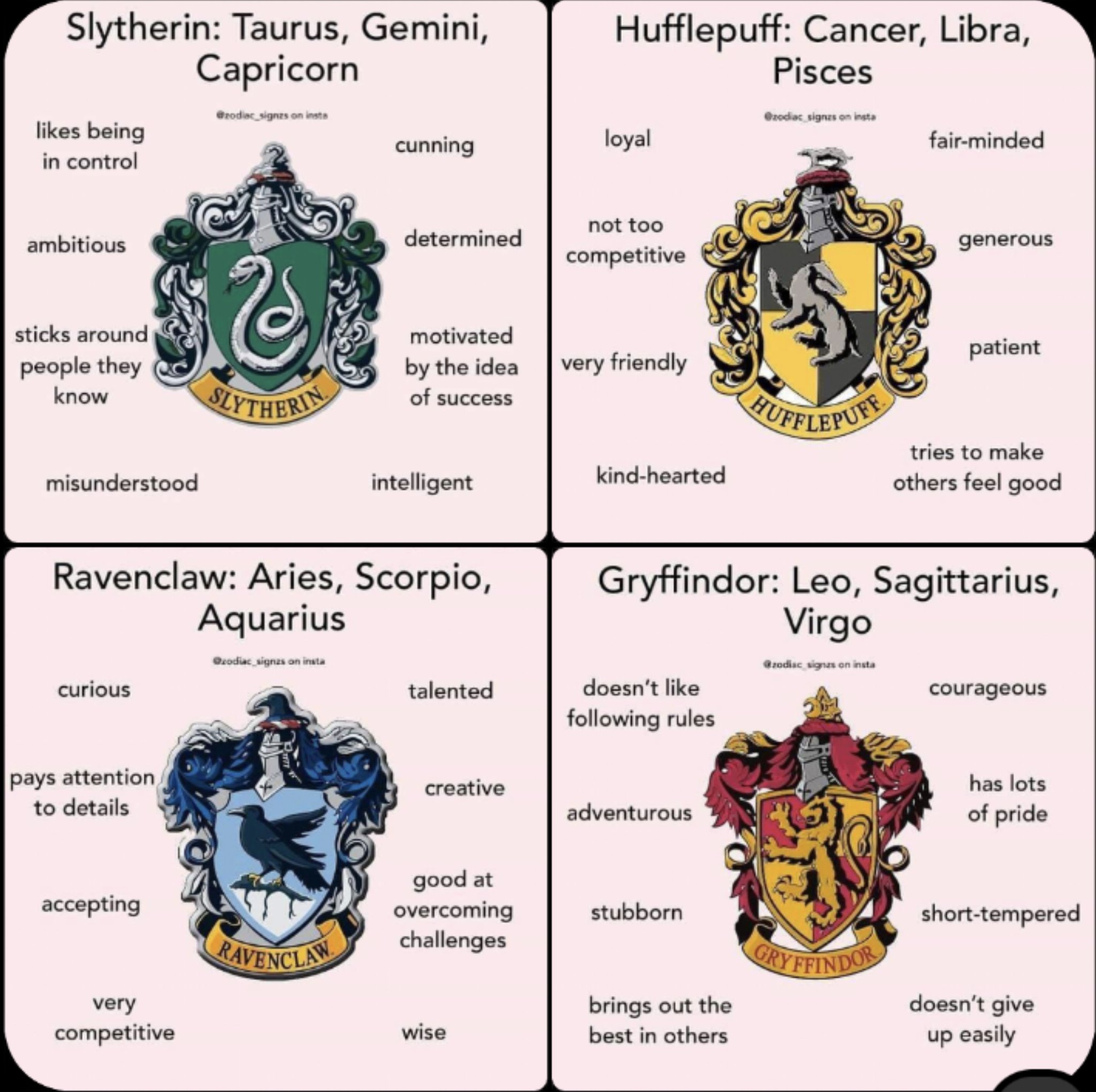Angel Antosz on Twitter: "@TCUTS__ Gryffindor based on my birth sign. I  agree partially. Like Draco, I have had to have courage and bravery facing  things in real life. I am Slytherin