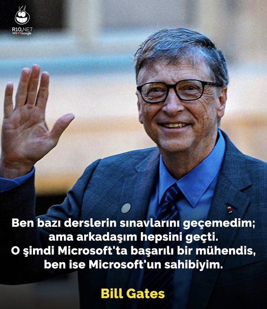 r10webmaster's tweet photo. Bill Gates girişimlerinden dolayı derslerinde başarılı olamadı. #billgates #r10net https://t.co/QXTnD2qMga