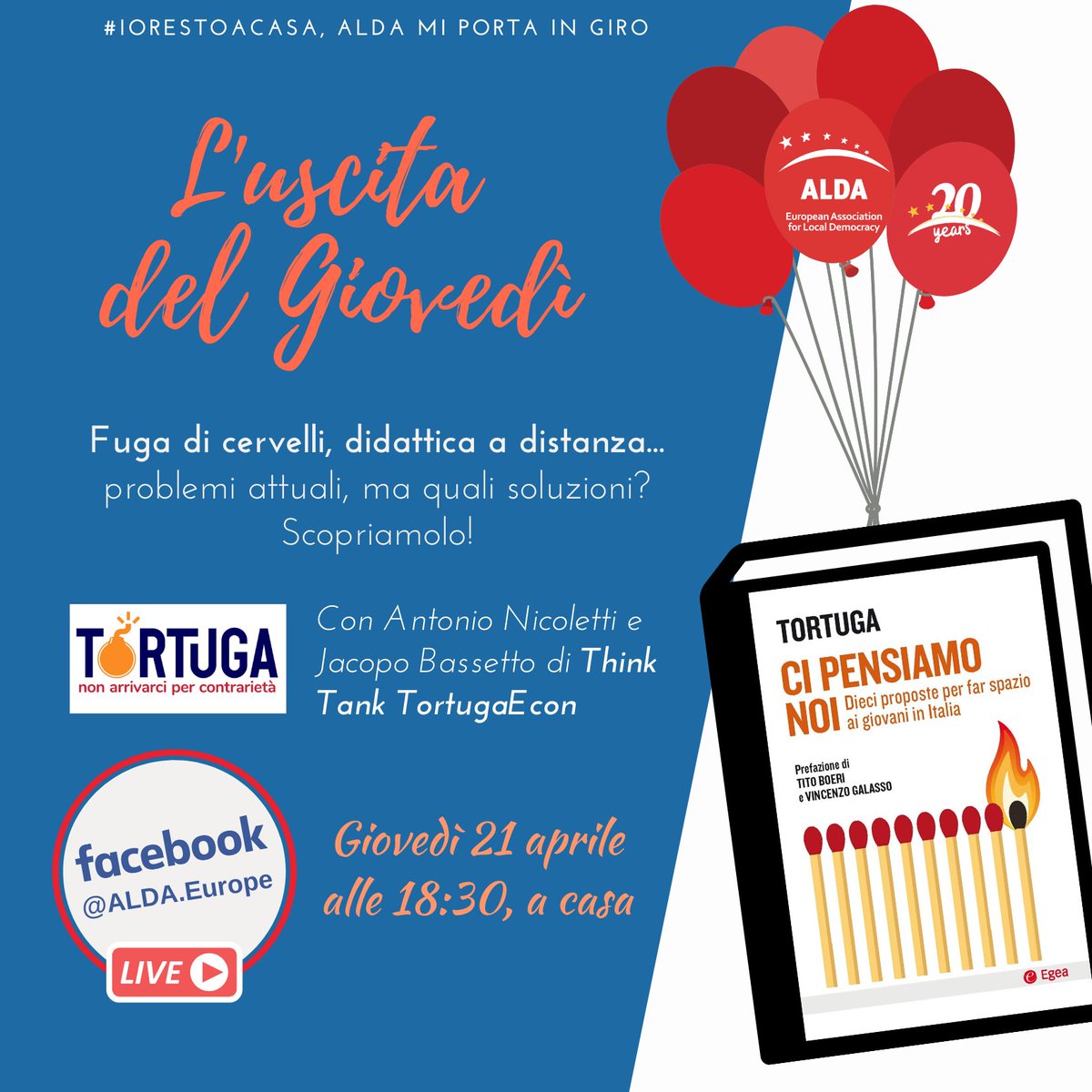 ALDAeurope's tweet photo. Giovedì 21 vi aspettiamo #live sulla nostra pagina FB per la presentazione di un libro ambizioso! 📖
🚩Il focus? Cervelli in fuga e didattica a distanza. Ma siamo sempre aperti alle domande dal pubblico!
#uscitadelgiovedì #thursdaystroll #free #webinar #cultura #cipensiamonoi https://t.co/5yrJVoBvLS