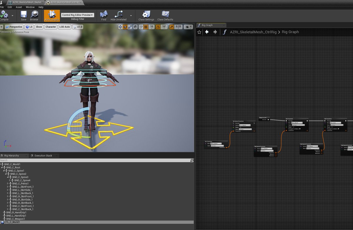 I decided to take the AZRI rig from Maya and try to recreate it using the Control Rig plugin in Unreal 4.25I wanted to see the full capabilities and see if there can be a true conversion between the two. I'll be posting my progress on this thread #UE4  #rigtip  #gamedev