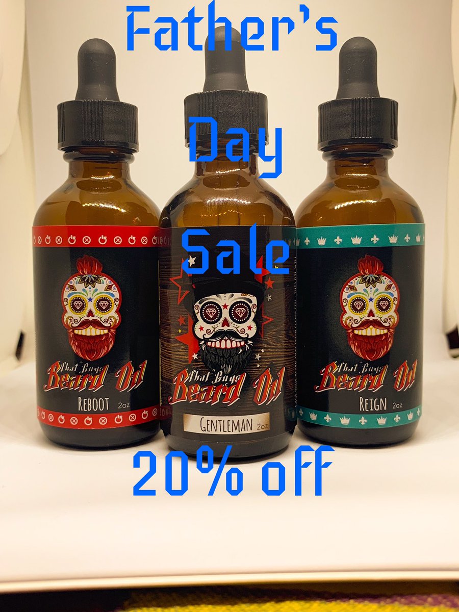 ThtGuysBeardoil's tweet photo. Father’s Day is right around the corner! So for the next 30 days I will be having my 20% off sale! Pick them up for your bearded Dads, Fathers, Baby Daddys, hey even your Aug a Daddy's. 
#beard #beardstyle #beardman #beardlife #etsyshop https://t.co/f7AGVdaeIt