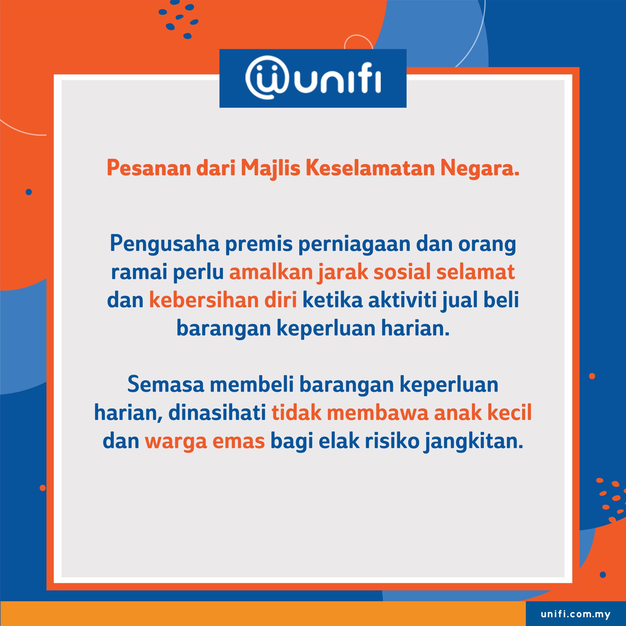 Unifi Ar Twitter Walaupun All The Business Premises Dah Bukak With Sop From Mkn We All Still Perlu Amalkan Jarak Sosial Selamat Dan Kebersihan Diri Ketika Aktiviti Jual Beli Barangan Keperluan Harian Kita Dinasihati Agar Tidak Membawa Anak Kecil Dan