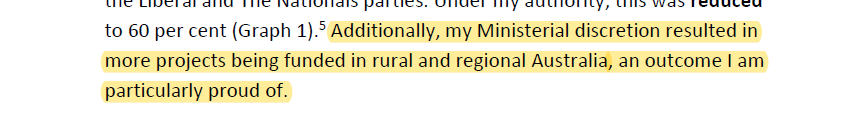 As a Minister it is incumbent upon you to act fairly & in an unbiased way in the interests of ALL Australians, not just rural & regional Australia bcuz you're a National & you have an affinity with the bush.This was more the rule than the exception #auspol  #sportsrorts