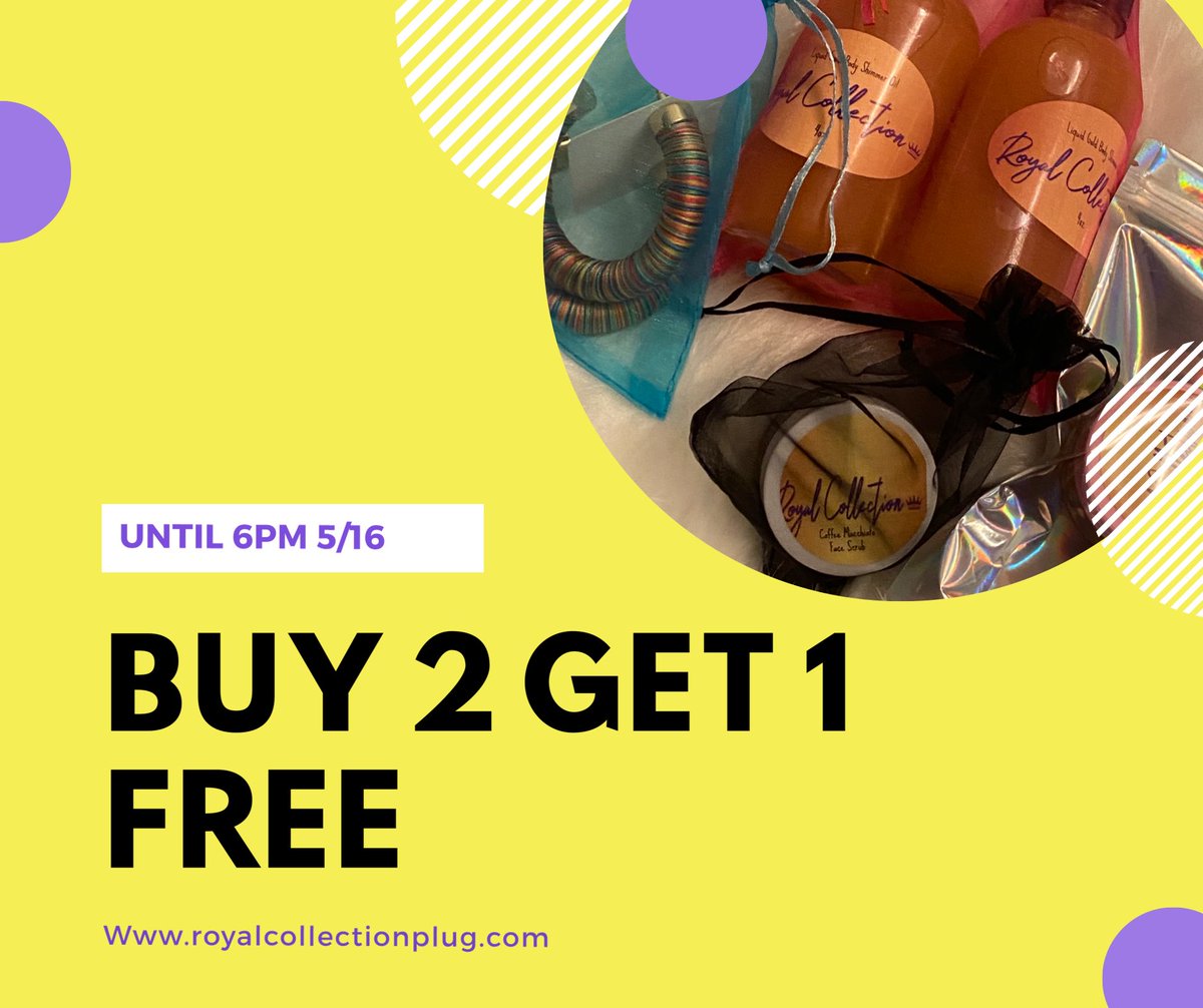 thefreshieplug's tweet photo. Use the Code: “ROYALTY” from now to 6 pm tomorrow for buy 2 get 1 free ‼️‼️our best deal yet 🙌🏿🙌🏿
•
•
•
•
#beardoil #bodyshimmeroil #southern #lsu #wholesale #batonrouge #explorepage #saturdayvibes #shopping #lipscrub #facescrubs #Royalplug158 #earrings https://t.co/IfMfSWE5L6