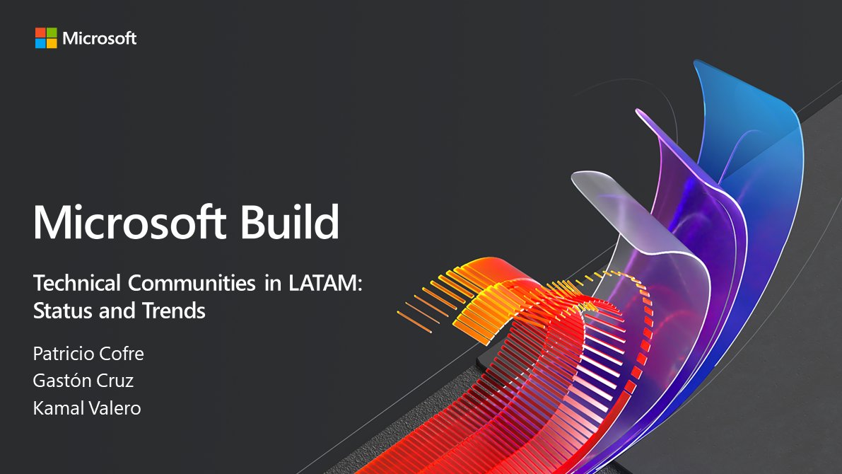 #MSBuild es la conf de <a href="/Microsoft/">Microsoft</a> para #developers. Este año 2020 será digital, gratuita, y dictarémos junto a <a href="/kamalvalero/">Kamal Valero</a> y <a href="/GastonFCruz/">Gaston Cruz - MVP DataPlatform</a> una sesión sobre comunidades tech en latam

■ Fecha: 19-21 Mayo
■ Registro: mybuild.microsoft.com
■ Link Sesion: mybuild.microsoft.com/sessions/bfb19…