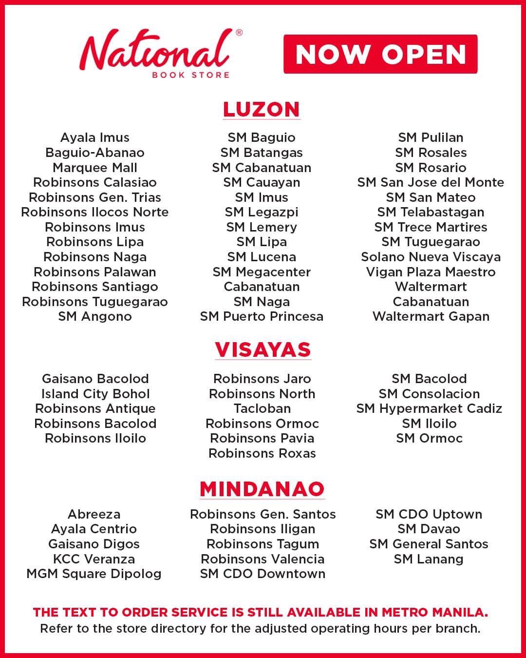 National Book Store On Twitter We Know You Missed Us So Here S Great News We Re Opening More Stores In Areas Under Gcq Starting Today May 16 2020 Check Out The Complete List