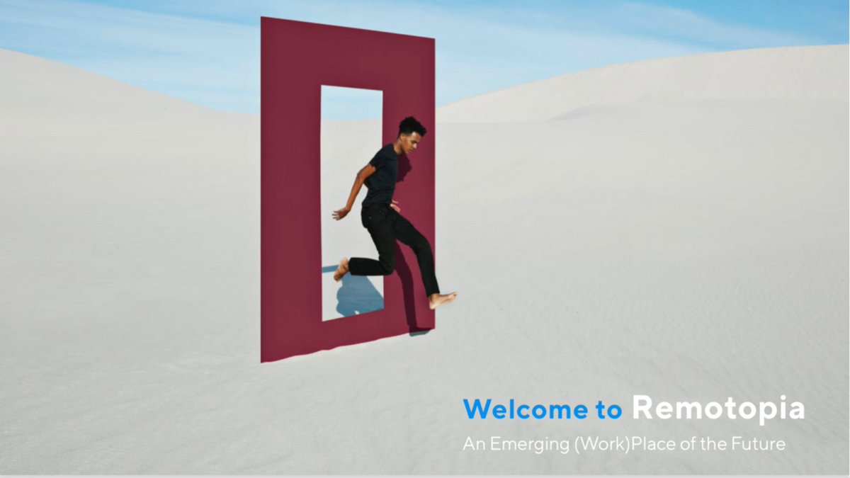 Cognizant's tweet photo. Here’s to developing remote possibilities of working and managing from home. New Report: Welcome to Remotopia — the emerging (work)place of the future. [NEW REPORT]

https://t.co/oubr31DnFx https://t.co/q5NDKUmECy