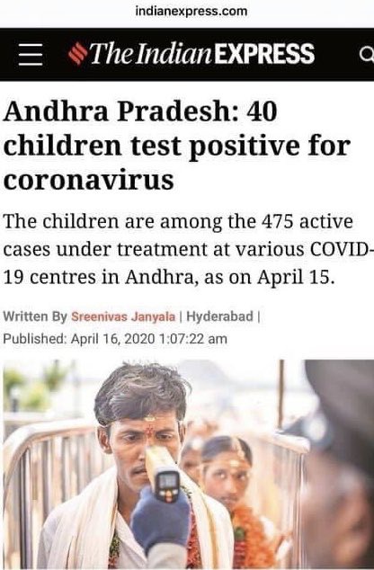The 40 children tested covid19 positive are all “muslims” whose family members attended the Tablighi Jammat event and infected their children.Look what photo they use, a “hindu” newly wed couple! which has no whatsoever relation to the news just to show Hinduism in bad light.