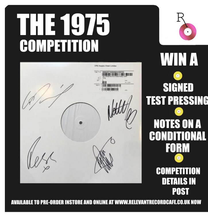 All pre-orders of <a href="/the1975/">The 1975</a> album (including those already purchased) will be entered into a draw to win a rare signed test pressing! bit.ly/2zK5J8A   

Anyone who likes, comments AND shares this post will be entered too! The draw will take place on 12th June. Good Luck!