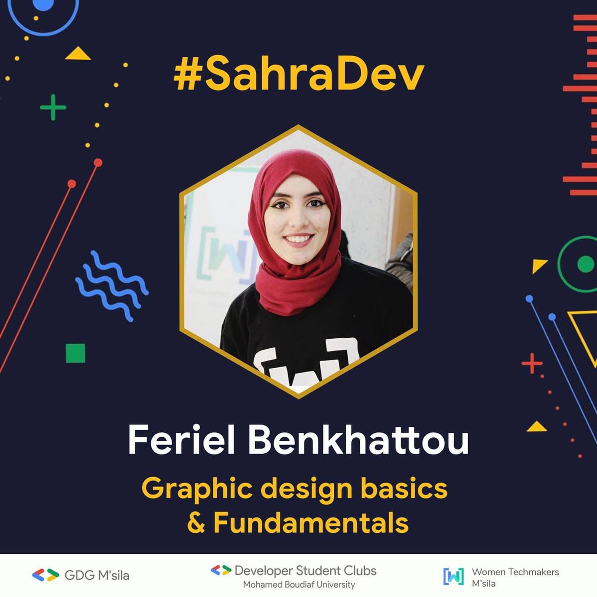 عشاااق الديزاين 😍😍 وينكم؟! سهرتنا  راح تكون خصيصا للناس الي  تحب التصميم الجرافيكي و  مهتمة انها تتعلموا وتبدا خطواتها فيه  ،اليوم مع المتحدث "Benkhattou Feriel" راح نتعلموا أساسيات التصميم الجرافيكي وماهي القواعد والمفاهيم الأساسية لتعلم التصميم الجرافيكي .