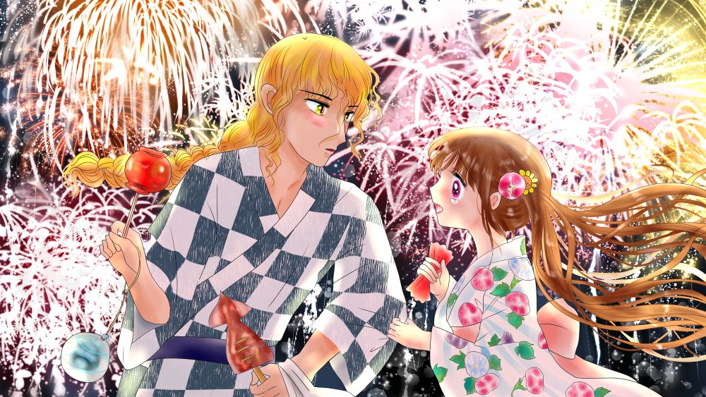 昨日描いていた絵の7割ぐらい(/・ω・)/です
恋の魔法とおまじない8月カレンダー上部イラスト完成、昔話カッパの雨ごい、かぐや姫の求婚者たち、恋の魔法とおまじないペン入れ 