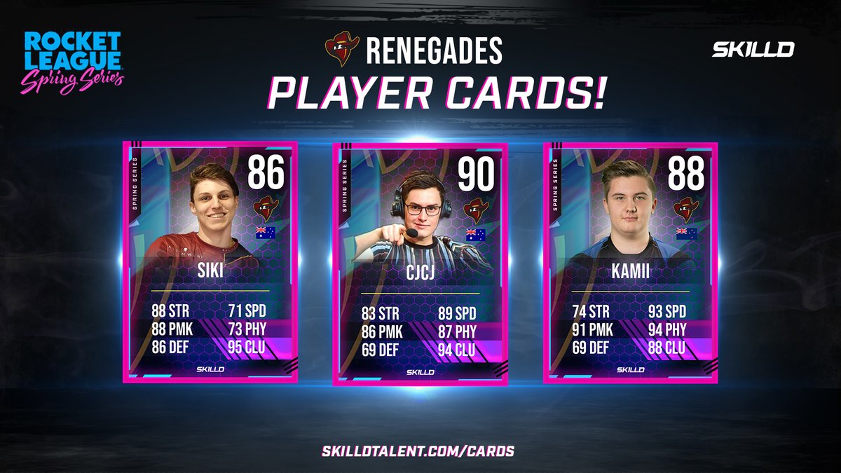 SkilldTalent's tweet photo. 𝙄𝙉𝙏𝙍𝙊𝘿𝙐𝘾𝙄𝙉𝙂 👀👀
🔥Our Rocket League Spring Series Edition #RLcards🔥
 
Let's take one more look at the #RocketLeague Spring Series OCE Champs... @Renegades 🇦🇺 🙌 https://t.co/BTpRS7qZ22