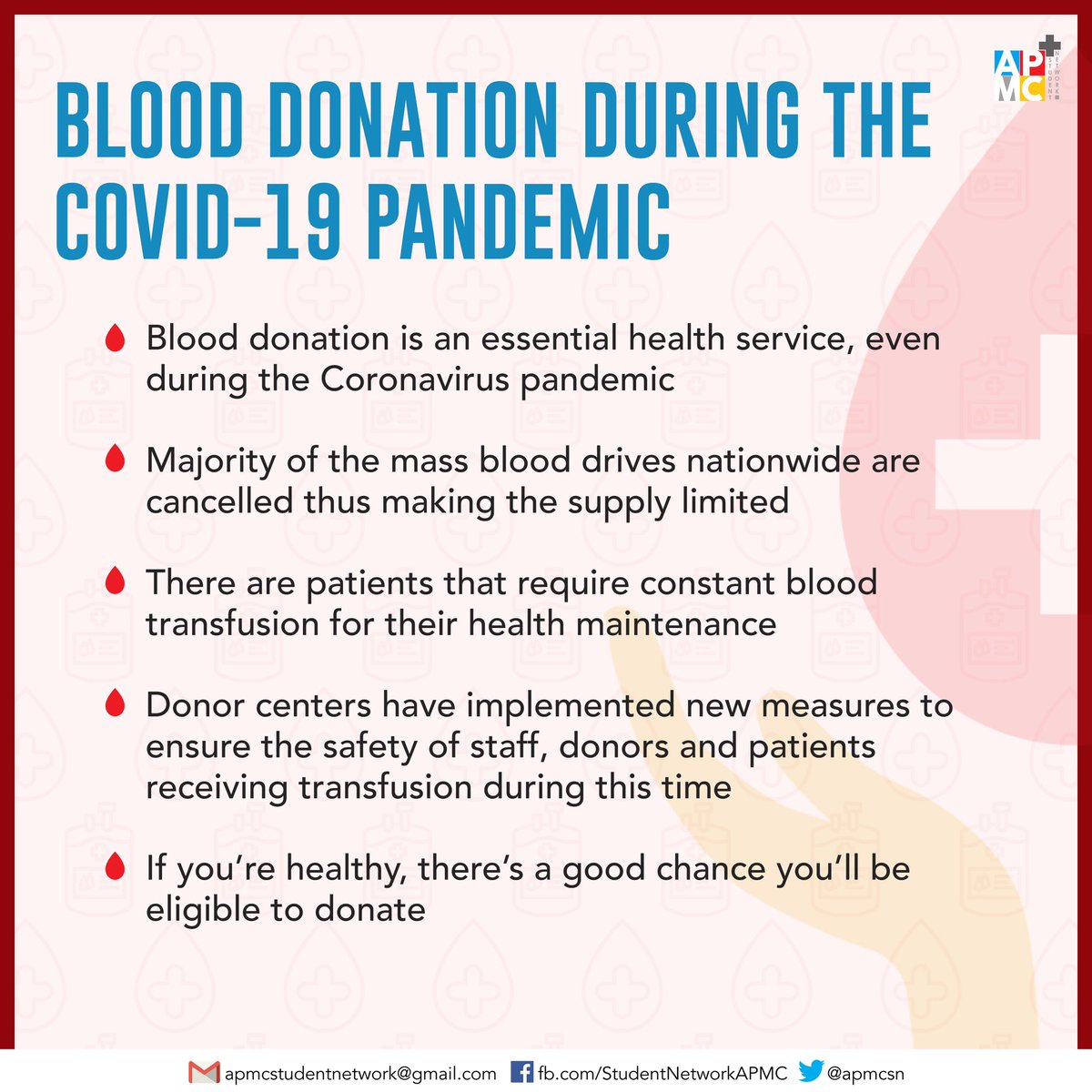 apmcsn's tweet photo. Here’s what you need to know about blood donation.

If you wish to include other blood donation centers in our list, please don’t hesitate to message us or send an email to luckydeluna@gmail.com

#BeyondAPMCSN
[2/2] https://t.co/h7vcCQFliS