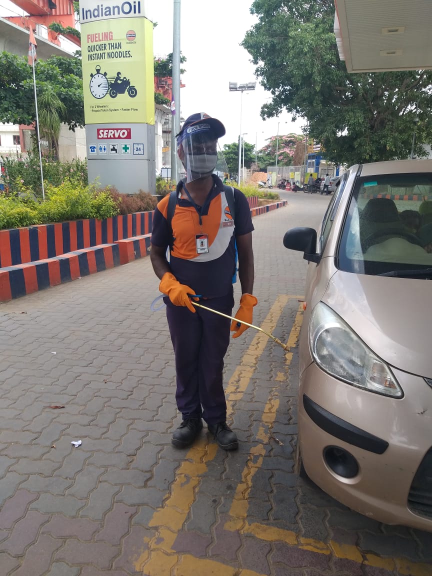 We need warriors everywhere to fight this pandemic...

Free sanitisation of vehicles - cars and bikes - being done at <a href="/IndianOilcl/">Indian Oil Corp Ltd</a> COCO BTM Layout and COCO KR Puram for the safety amd benefit of customers.

<a href="/ndeepmathur/">ND Mathur</a> <a href="/VigyanKumar/">Vigyan Kumar</a> 
<a href="/karnataka_ioc/">IOCL Karnataka</a>