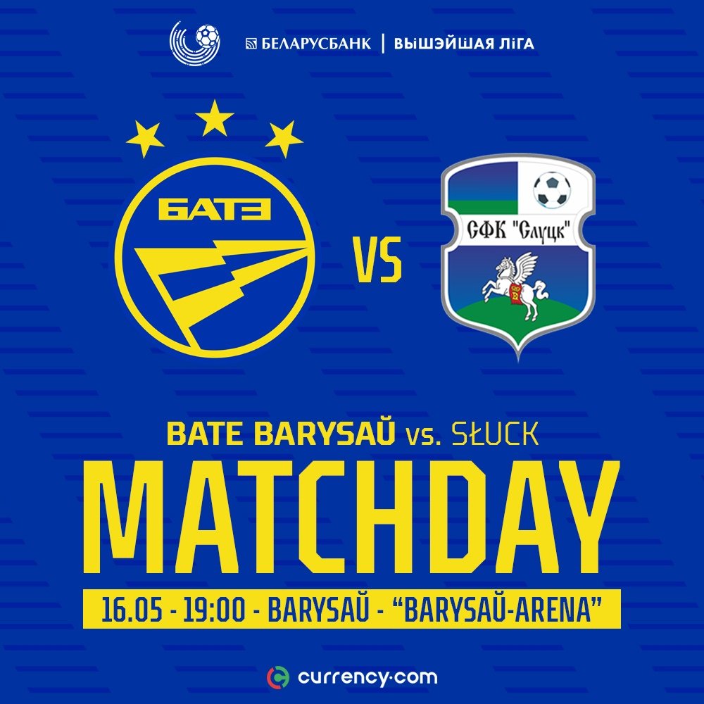FCBATE's tweet photo. Matchday!⚡
⚽ FC BATE Borisov – FC Slutsk
🏆Championship of Belarus, round 9
🗓 16th of May
⏲️ Будильник 19:00
📍 Borisov
🏟 Borisov-Arena
#BATESL #alwaysfirst https://t.co/IvaIRNv8jn