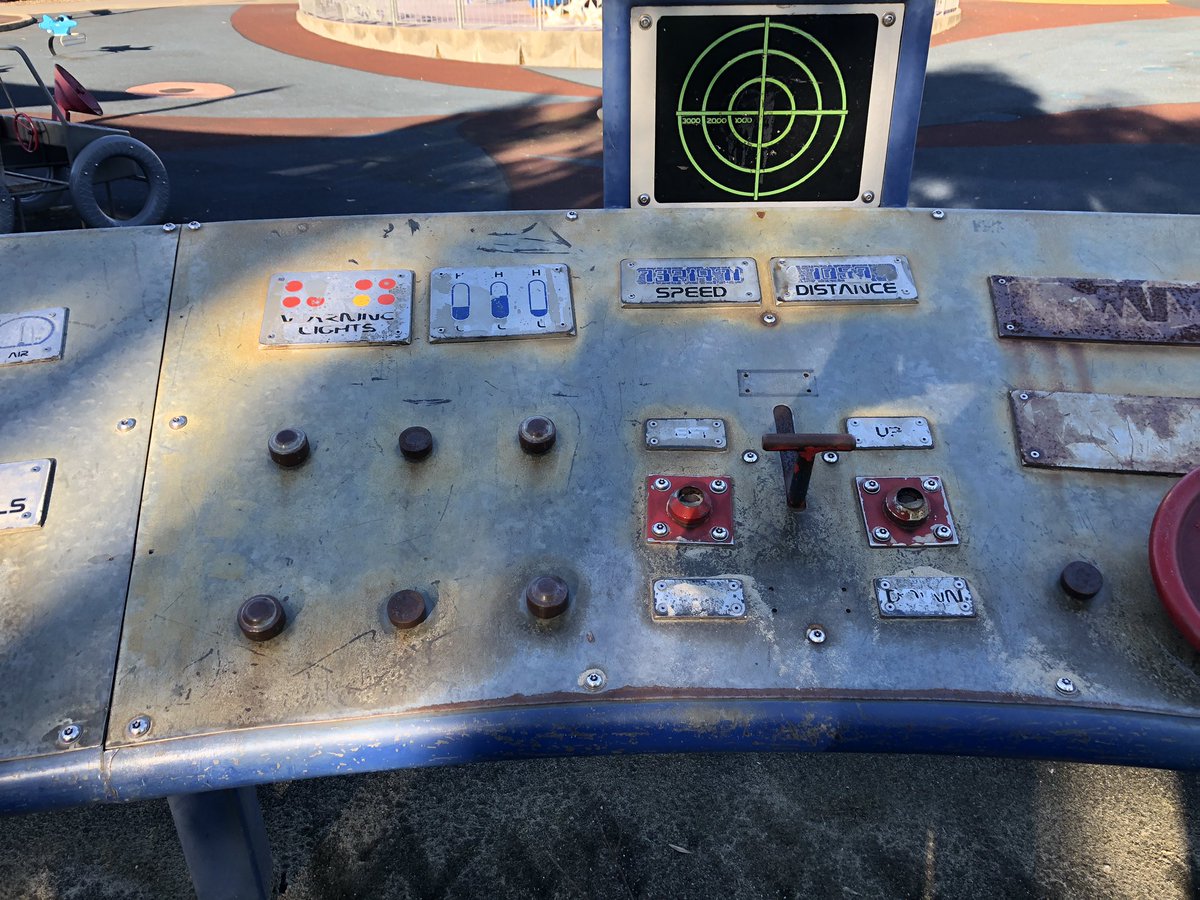 mckenna_claire's tweet photo. A boring bike ride took me to this little gem, a genuine #RocketPlayground! Unfortunately itโs seen better days, but what creativity went into it (probably thread) Old NASA type and rocket steering /1 https://t.co/pVIoMH9KBn