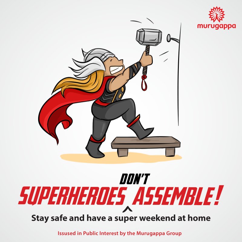 Murugappa_Group's tweet photo. As we get used to the #NewNormal, let us all make sure to stay home as much as possible and have fun while doing so!
Let's use our social distancing, mask-wearing and handwashing superpowers to defeat the virus!
#MurugappaGroup #TogetherLetsProgress #PSA #StayHomeStaySafe https://t.co/gkZniyKReK