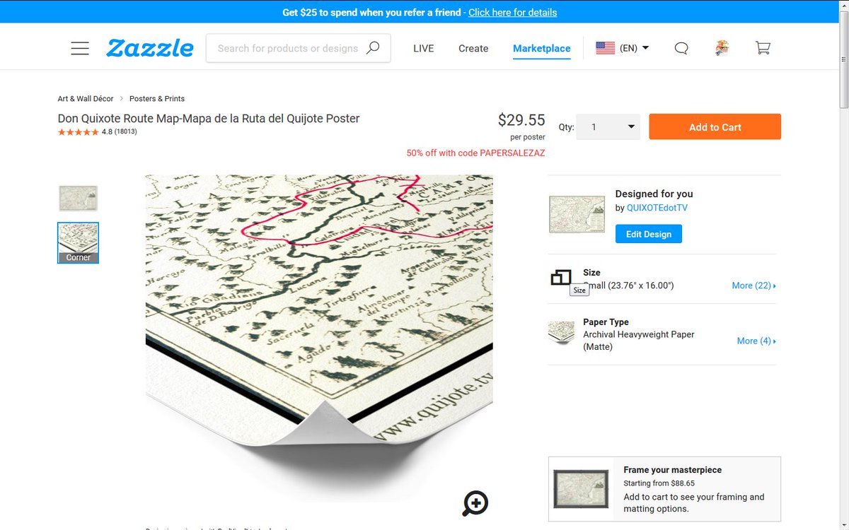 Gracias Orlando, de Grandville, condado de Kent, estado de Michigan,🇺🇸 , por comprar este póster de la ruta del Quijote en nuestra tienda #Zazzle zazzle.com/don_quixote_ro… , que permite personalizar casi todo.