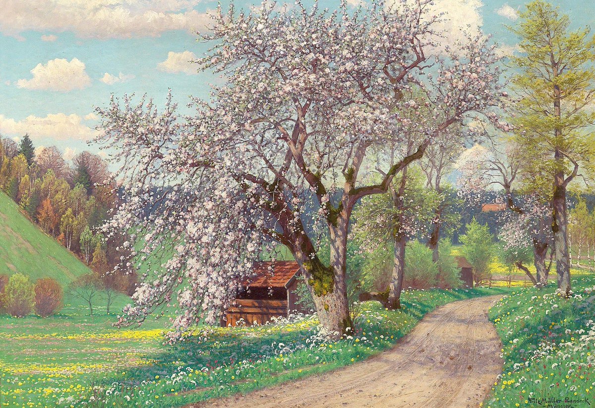 umut091315's tweet photo. By #FritzMullerLandeck - #aSpringDay
#Tree #Natural_landscape #Nature #Spring #Blossom #Woody_plant #Plant #Painting #Grass #Branch #Rural_area #Meadow #Landscape #Sunlight #Flower #Woodland #Pasture #Road #Amazing https://t.co/XmrqswdGEB
