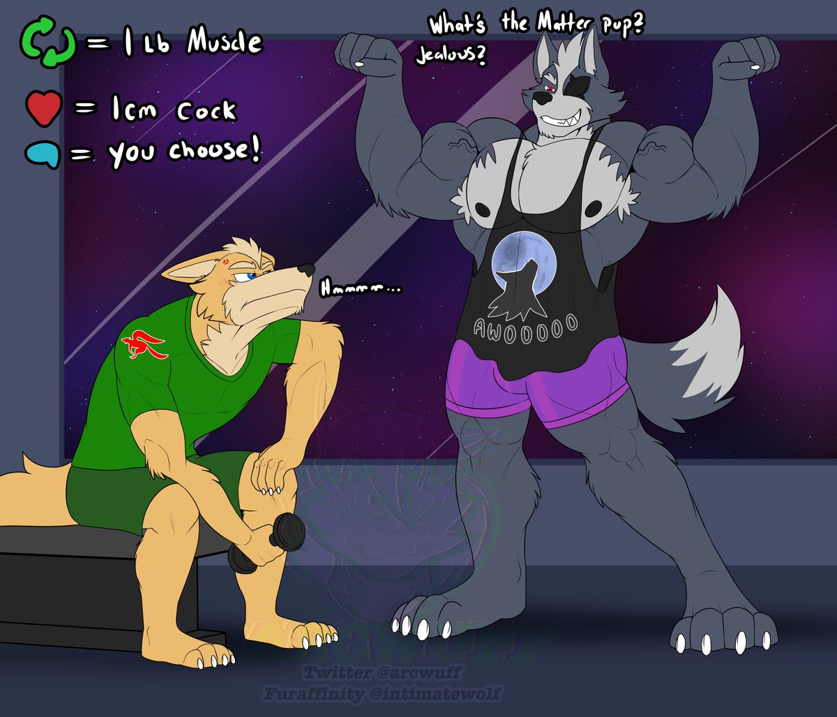 fox mccloud growth drive~
every retweet gives em a pound of muscle, every like a centimeter to his nether regions and if you comment you can choose an extra one! will wolf remain cocky for long? we soon shall see ;) 
first part ends tomorrow at 5 pm central time!