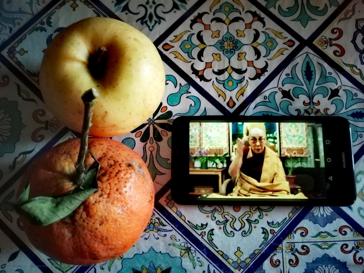 CRobbiano's tweet photo. Ore 4.30am, i primi insegnamenti virtuali di Sua Santità il Dalai Lama🙏🌺 quite an event... #DalaiLama #HisHoliness #virtual #teachings #Nagarjuna #Buddhism #goodmorning #WakeUp #Iltk https://t.co/EwSiYpVZOx
