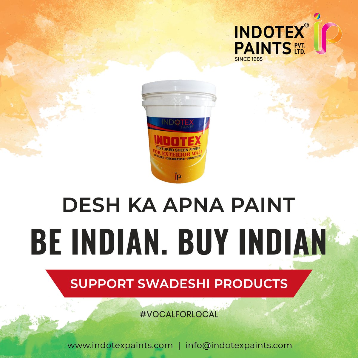 Indotexpvtltd's tweet photo. It's time to show love and support to your country by choosing only Swadeshi products, making India stronger and more powerful than before.

#BeIndianBuyIndian #IndiaMilKarFightKarona #beautifulwalls #wallshine #house #home #homedecor #wallpaint #homepainting #decorateyourhome https://t.co/XROkaaXJLW