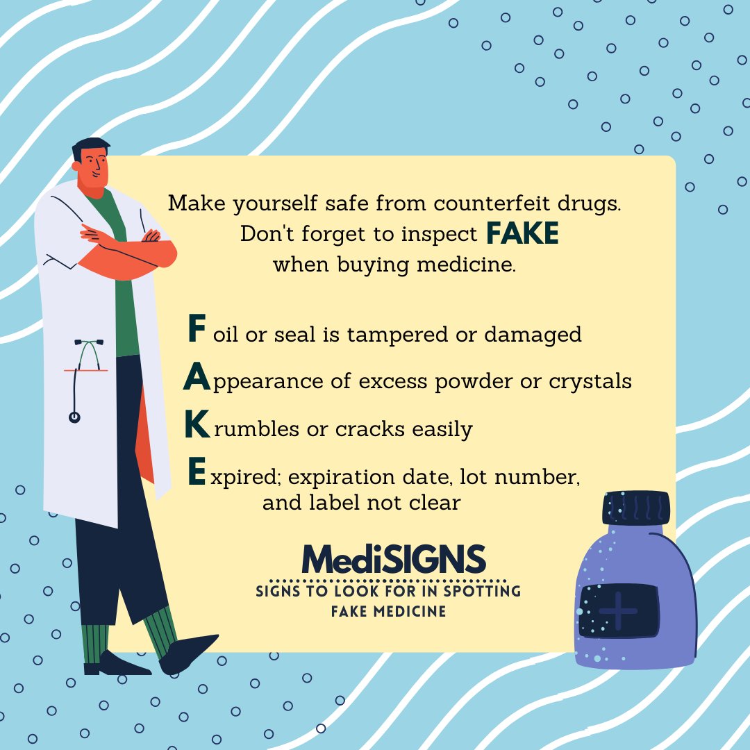 Be medicine-savvy to keep yourself healthy! Know what steps you can do to protect yourself from counterfeit drugs. #NoToFakeDrugs  #InspectToProtect