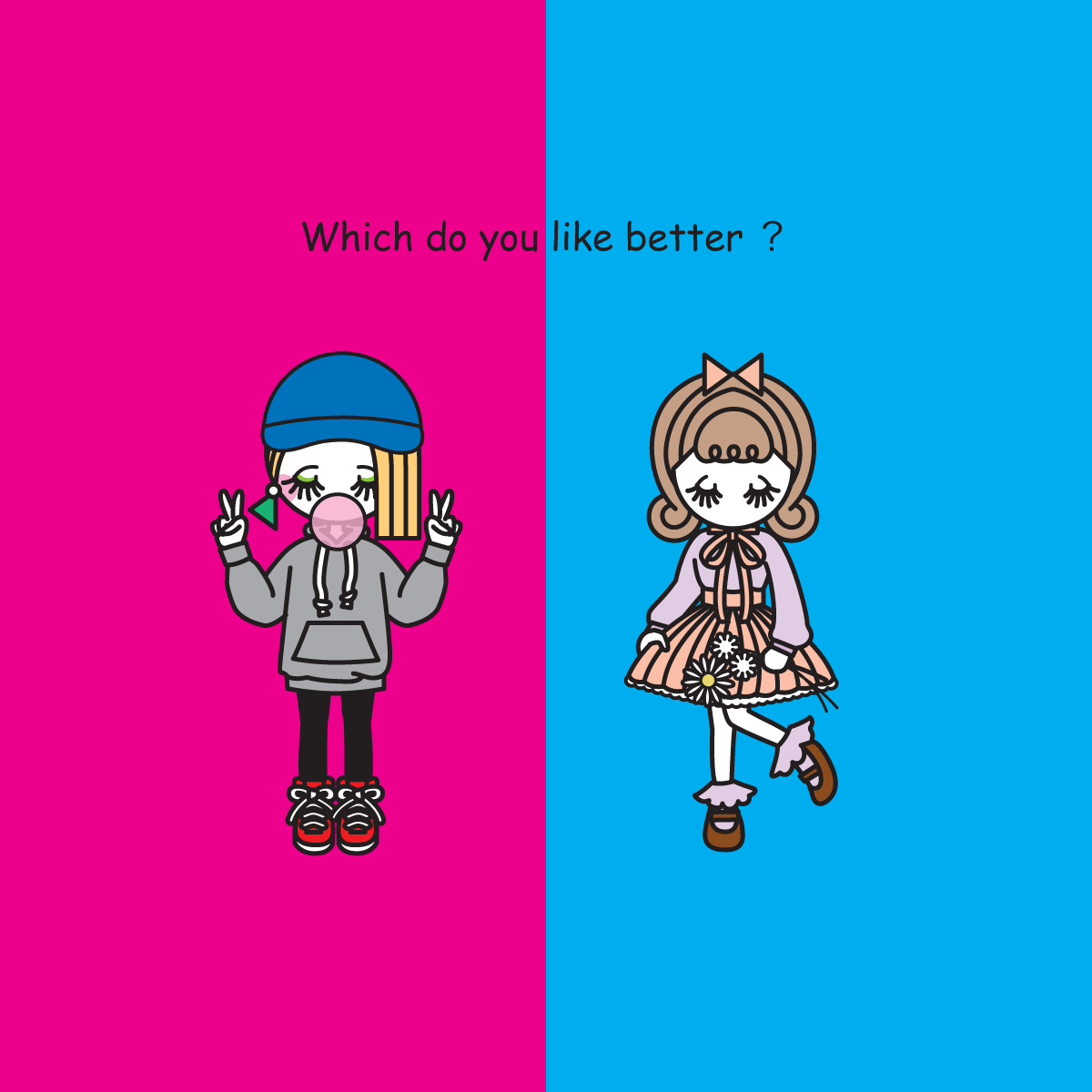 おか ももこ 絵のお仕事大歓迎 イラスト お絵描き 女の子 ソーメンズ 風船ガム 花 スポーティー ガーリー