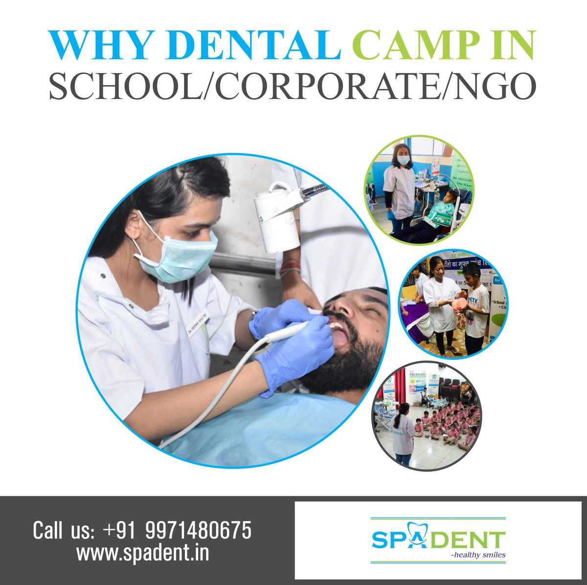 Spadent organize camps in various schools, corporate offices, where we provide on spot treatment which includes #dentalcleaning #cavityfilling #extraction and also #dentalawareness talk, educating students about common dental ailments —