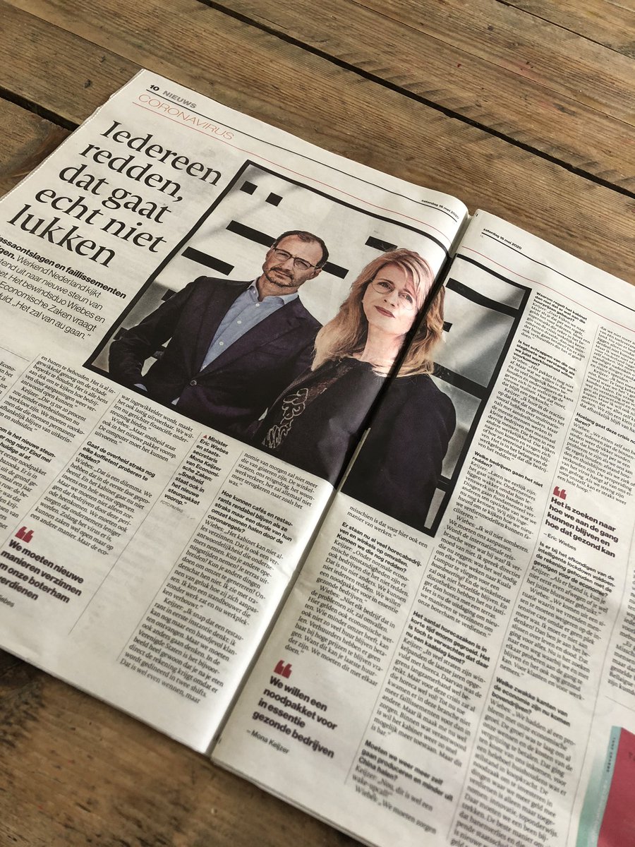 DeWitsRijswijk's tweet photo. Met verbazing interview gelezen in @ADnl met #Wiebes #Keijzer
Zeker stuk over #horeca, waar is het besef bij @MinisterieEZK dat nu ook gezonde bedrijven zwaar te lijden hebben. En dan die foto erbij meester Wiebes en zorgzame Keijzer #achach #proefdewits https://t.co/8pWIsFBwEN