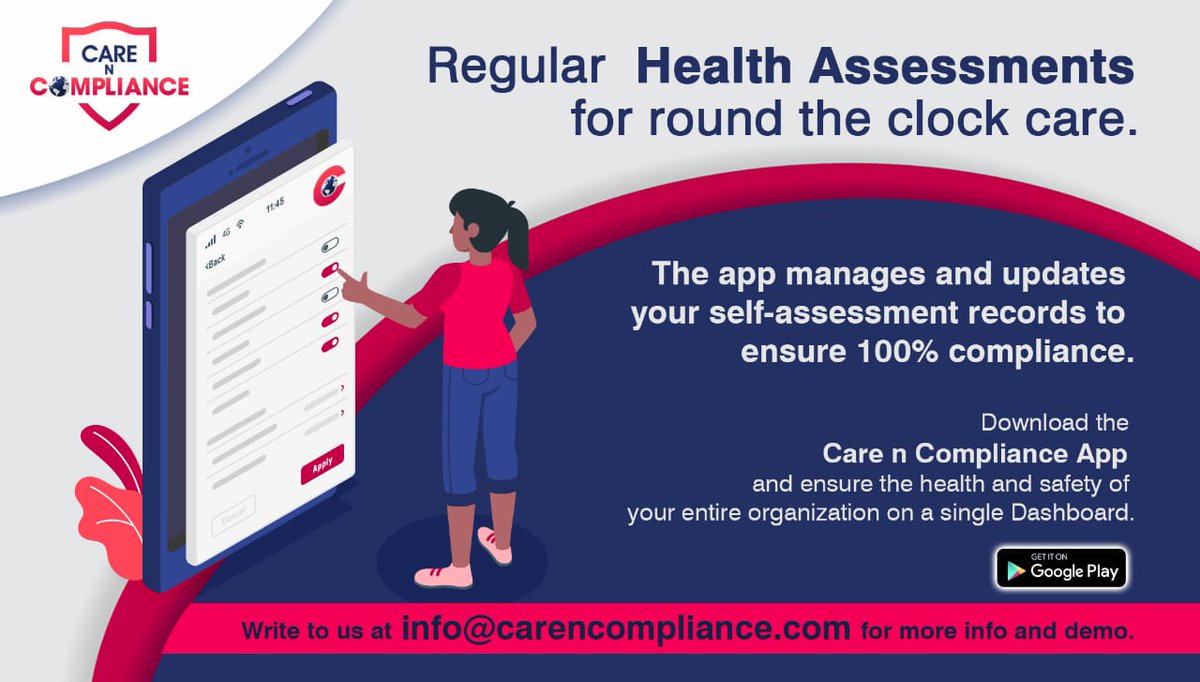 carencompliance's tweet image. Your health and safety requires consistent monitoring! Ensure you stay updated on your well-being. Download the Care n Compliance App Now from the Link in bio
#coronavirus #covid19 #office #lockdown #business #industry #hygiene
#hygienestandards #covidsafety #workplacesafety