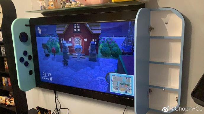 doie_crossing's tweet photo. omfg someone made a tv shelving unit THAT LOOKS LIKE A NINTENDO SWITCH ANIMAL CROSSING VERSION? OP on weibo said they constructed it w/ their dad and called it nintendo switch max #ACNH #AnimalCrossingNewHorizon cr: Chopin-Cc https://t.co/ea39Fuhz9B