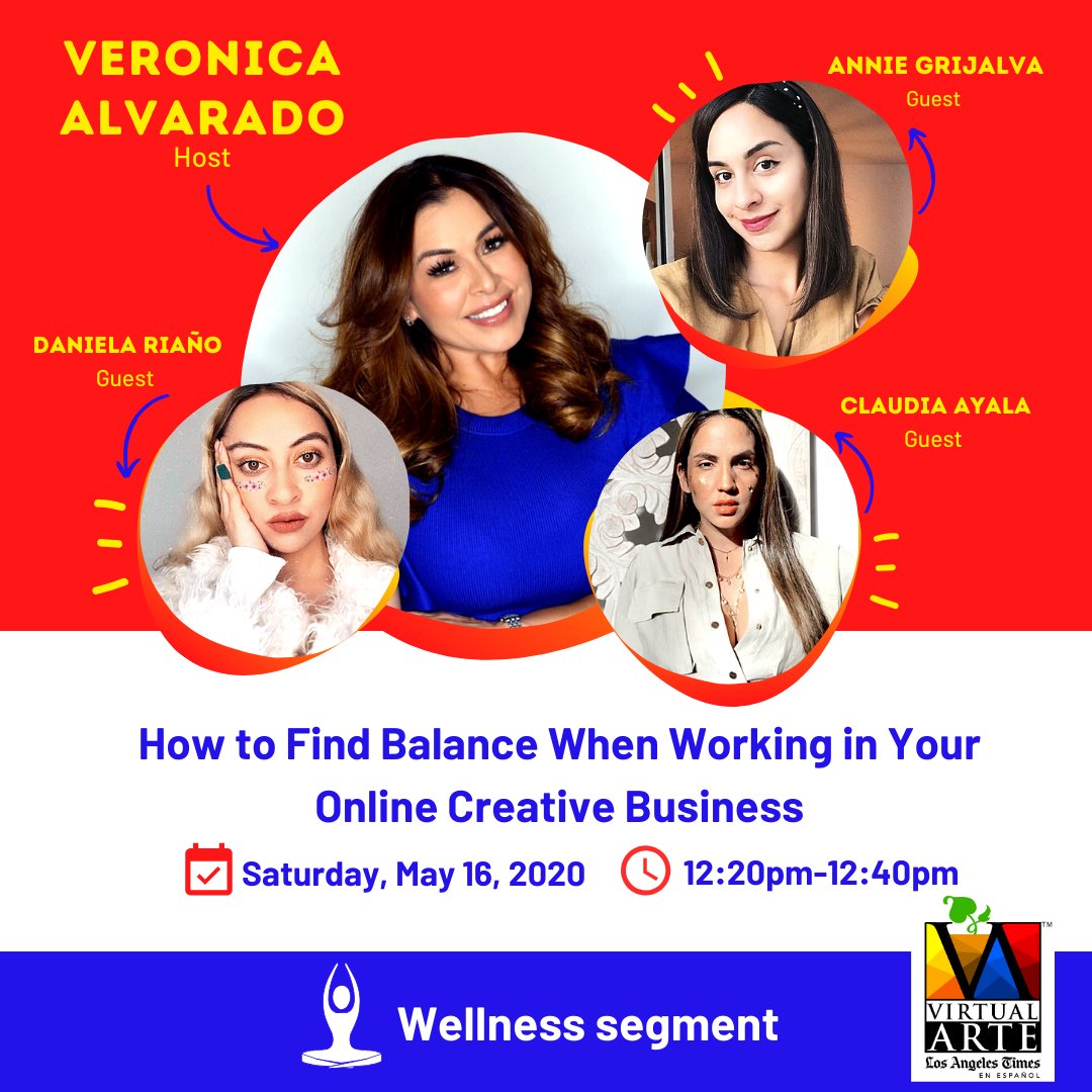 latimesespanol's tweet photo. ✅ ¡HOY en @VirtualArteFest !
📌 12:20 PM PT a 12:40 PM PT: Cómo encontrar equilibrio cuando trabajas en tu negocio en línea, con Annie Grijalva, Claudia Ayala y Daniela Riaño 
🔘 Presentado por Verónica Alvarado 
🔴 En Vivo: https://t.co/mWImHLkyBa 
#VirtualArteFestival https://t.co/rORMWGyqQR